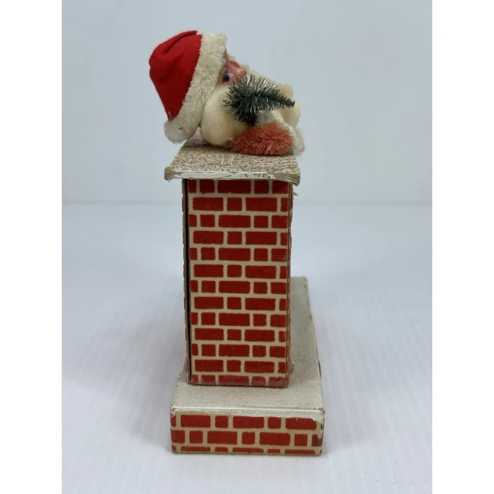 Vintage Christmas Tree Santa Claus & Fireplace Decoration Made In Japan